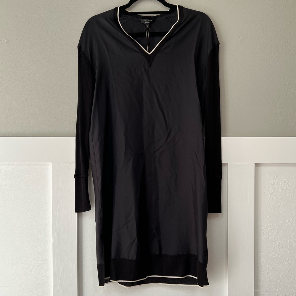 NWT Rag & Bone Long Sleeve Maude Silk Dress in Caviar - Picture 5 of 10